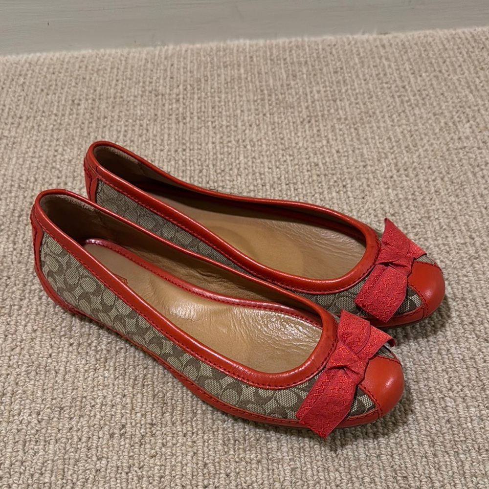 Coach Elegant Red Bow Women's Flats- size 8
